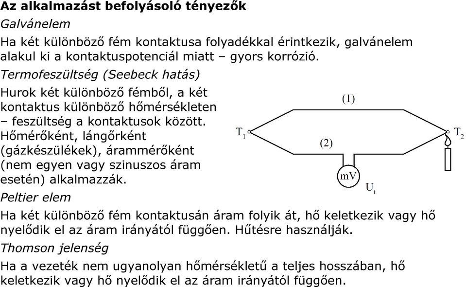 Hőmérőként, lángőrként (gázkészülékek), árammérőként (nem egyen vagy szinuszos áram esetén) alkalmazzák.