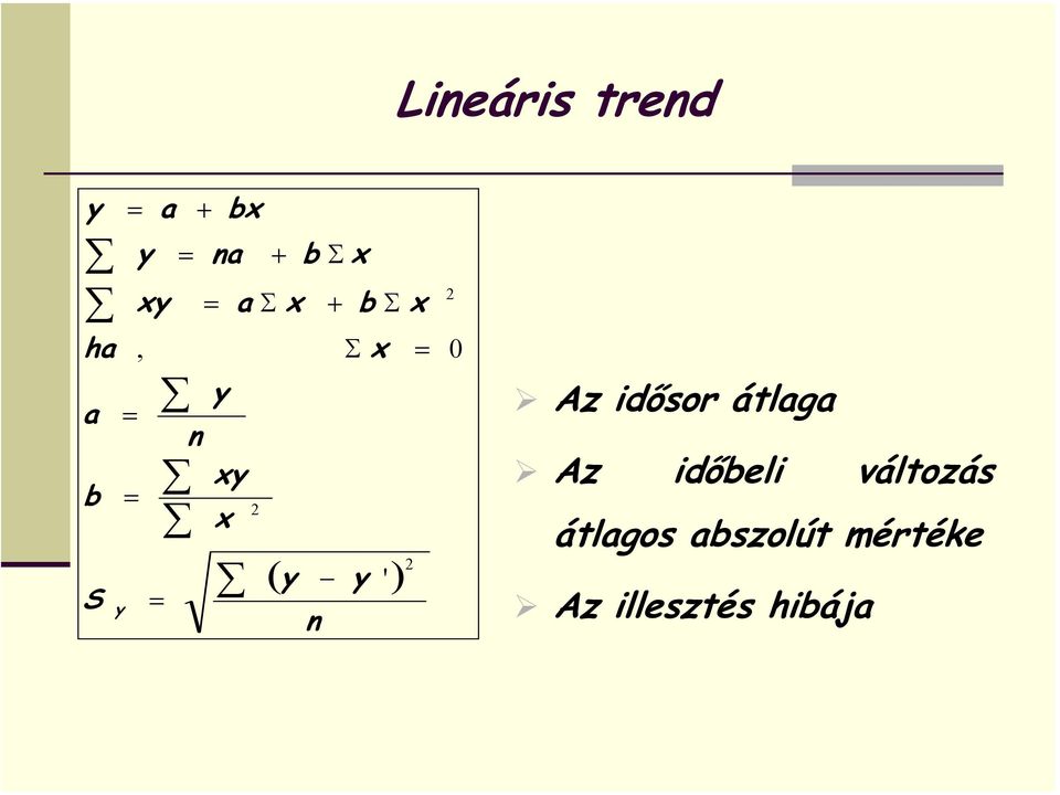 mértéke Az illesztés hibája ( ) n S x