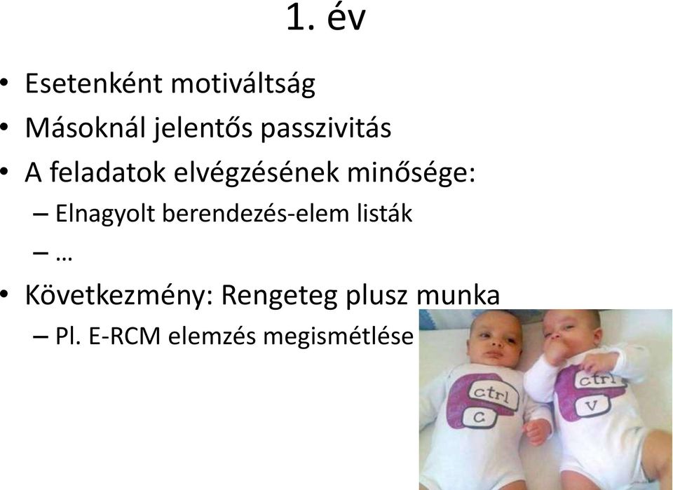 Elnagyolt berendezés-elem listák Következmény: