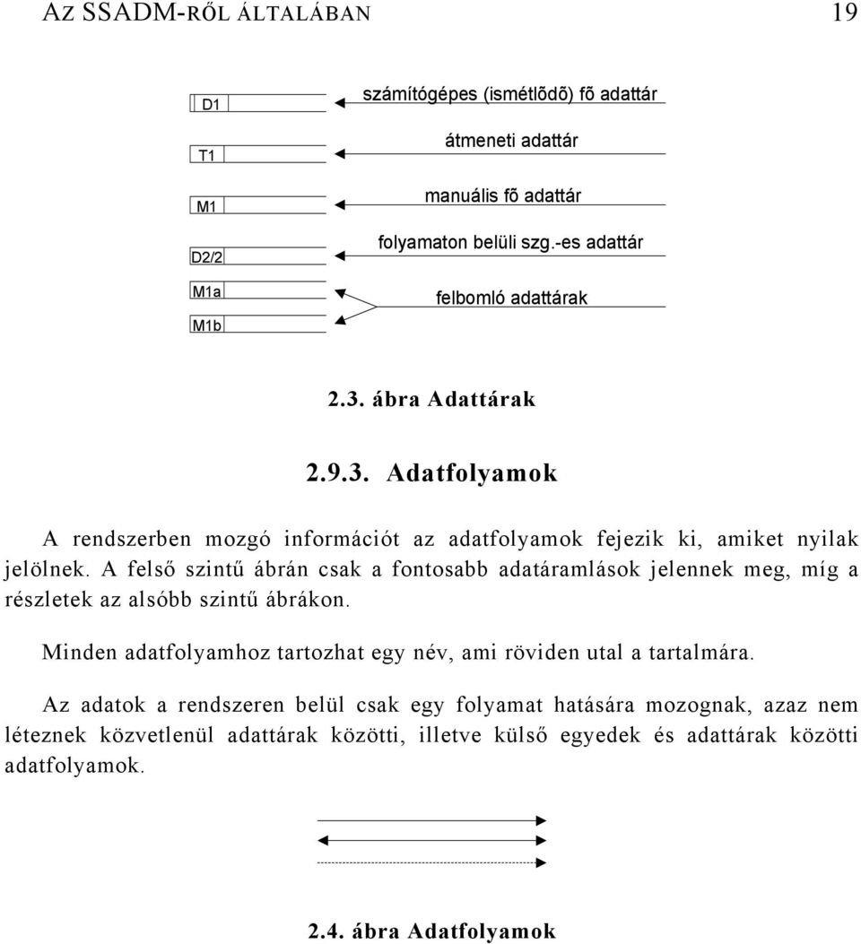 A felső szintű ábrán csak a fontosabb adatáramlások jelennek meg, míg a részletek az alsóbb szintű ábrákon.