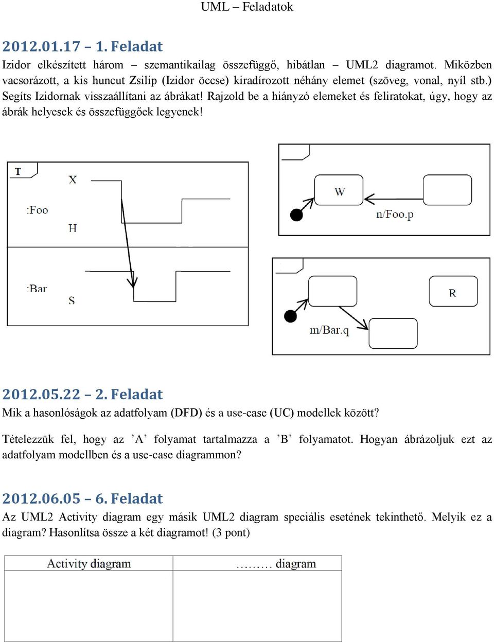 Rajzold be a hiányzó elemeket és feliratokat, úgy, hogy az ábrák helyesek és összefüggőek legyenek! 2012.05.22 2.