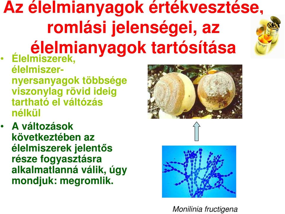 ideig tartható el váltózás nélkül A változások következtében az élelmiszerek