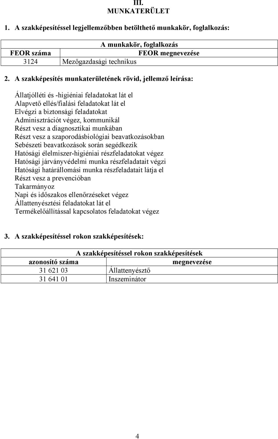 végez, kommunikál Részt vesz a diagnosztikai munkában Részt vesz a szaporodásbiológiai beavatkozásokban Sebészeti beavatkozások során segédkezik Hatósági élelmiszer-higiéniai részfeladatokat végez