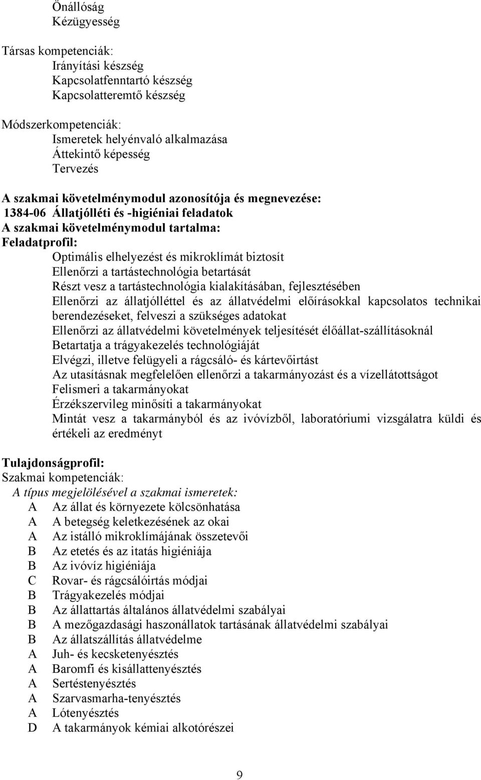 Ellenőrzi a tartástechnológia betartását Részt vesz a tartástechnológia kialakításában, fejlesztésében Ellenőrzi az állatjólléttel és az állatvédelmi előírásokkal kapcsolatos technikai