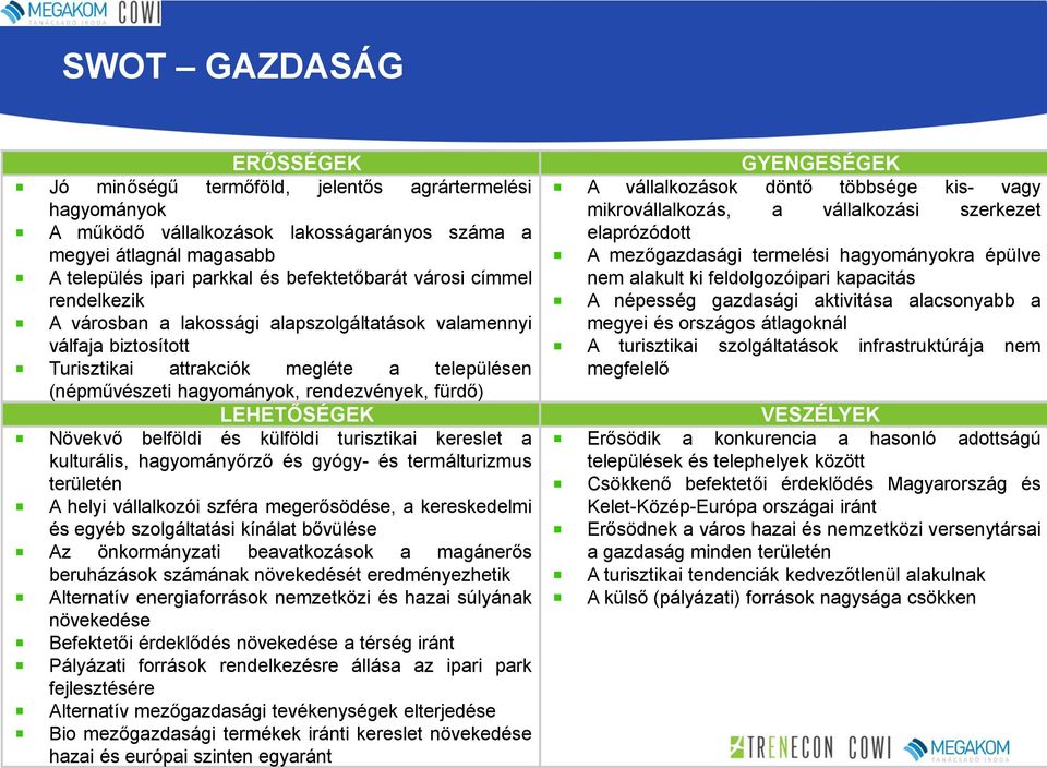 LEHETŐSÉGEK Növekvő belföldi és külföldi turisztikai kereslet a kulturális, hagyományőrző és gyógy- és termálturizmus területén A helyi vállalkozói szféra megerősödése, a kereskedelmi és egyéb