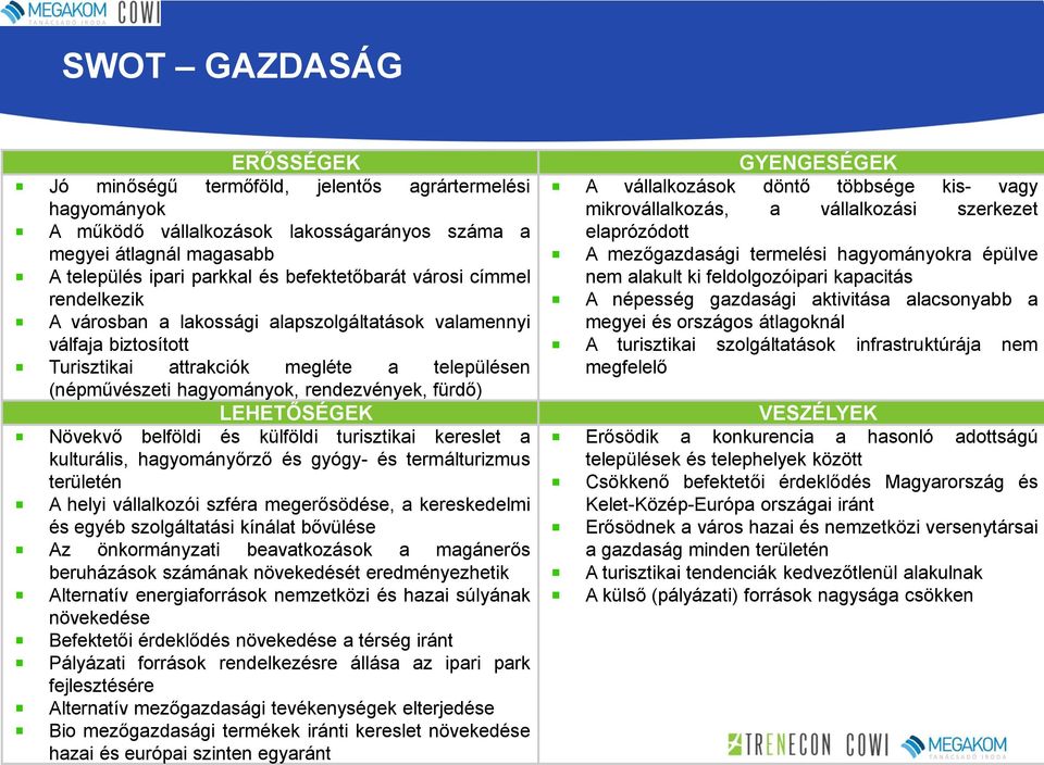 LEHETŐSÉGEK Növekvő belföldi és külföldi turisztikai kereslet a kulturális, hagyományőrző és gyógy- és termálturizmus területén A helyi vállalkozói szféra megerősödése, a kereskedelmi és egyéb