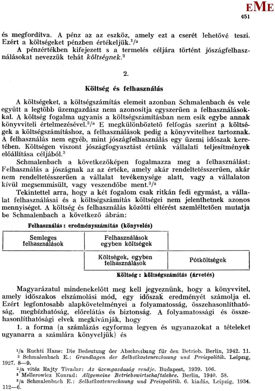 Költség és felhasználás A költségeket, a költségszámítás elemeit azonban Schmalenbach és vele együtt a legtöbb üzemgazdász nem azonosítja egyszerűen a felhasználásokkal.