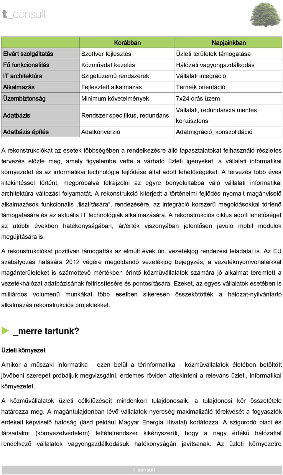 konzisztens Adatbázis építés Adatkonverzió Adatmigráció, konszolidáció A rekonstrukciókat az esetek többségében a rendelkezésre álló tapasztalatokat felhasználó részletes tervezés előzte meg, amely