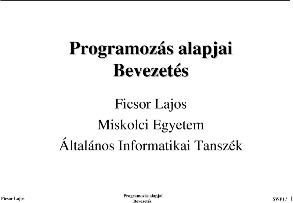 Általános Informatikai