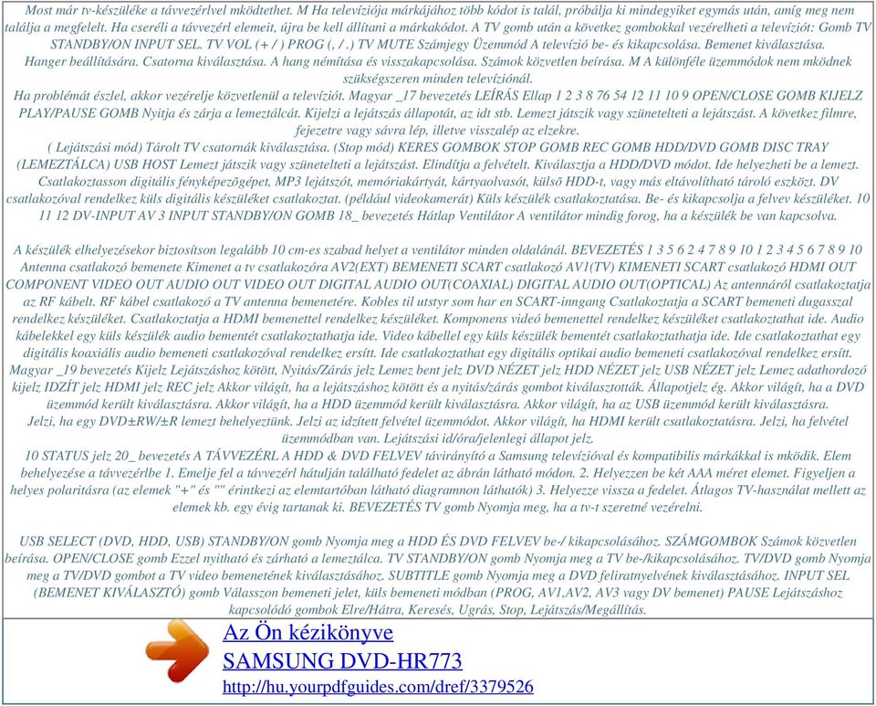 ) TV MUTE Számjegy Üzemmód A televízió be- és kikapcsolása. Bemenet kiválasztása. Hanger beállítására. Csatorna kiválasztása. A hang némítása és visszakapcsolása. Számok közvetlen beírása.