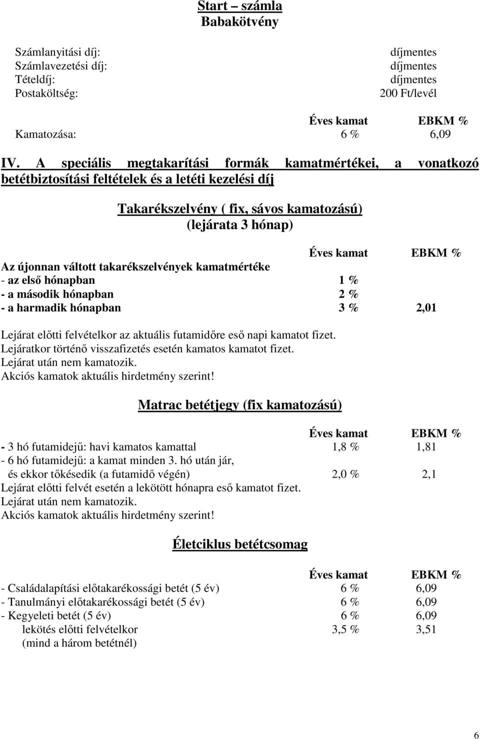 újonnan váltott takarékszelvények kamatmértéke - az elsı hónapban 1 % - a második hónapban 2 % - a harmadik hónapban 3 % 2,01 Lejárat elıtti felvételkor az aktuális futamidıre esı napi kamatot fizet.