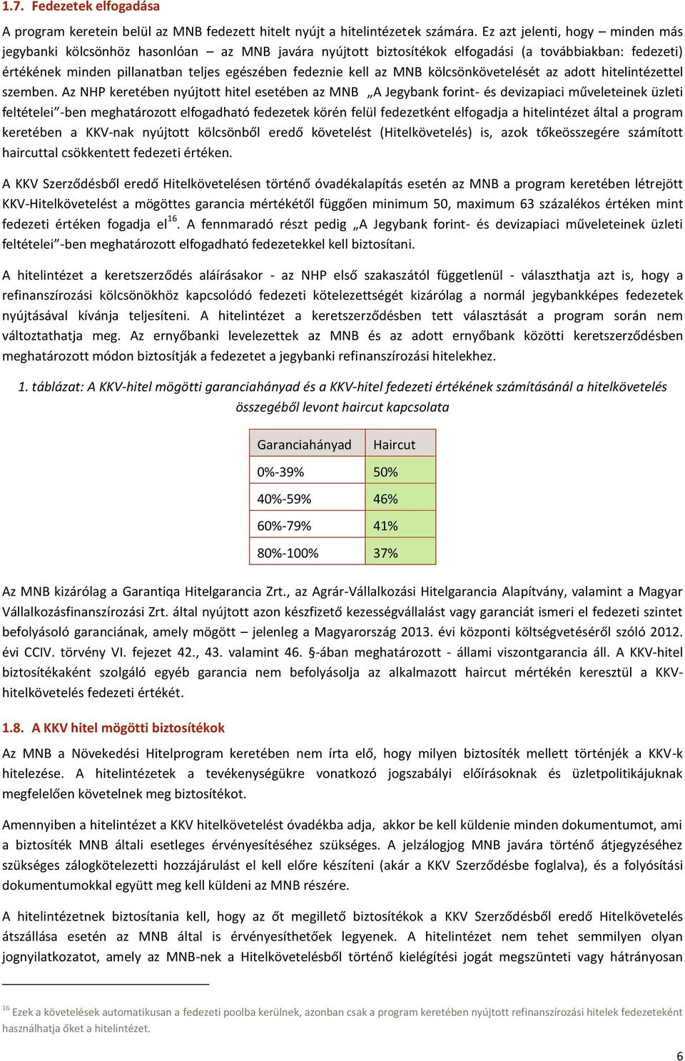 MNB kölcsönkövetelését az adott hitelintézettel szemben.