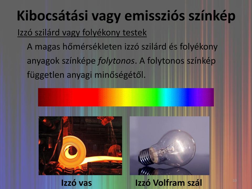 folyékony anyagok színképe folytonos.