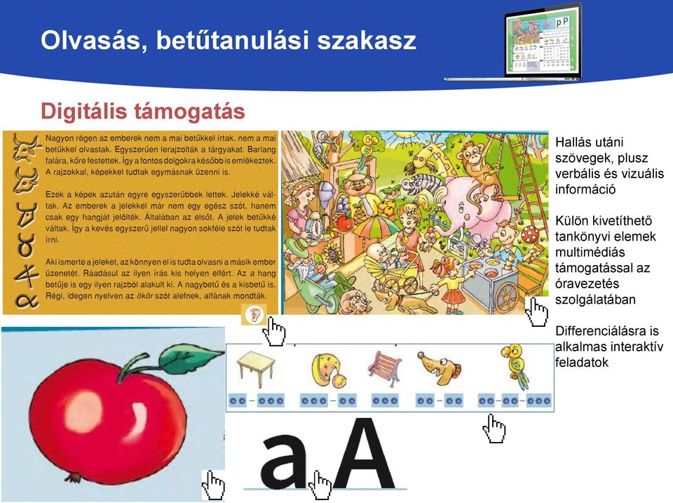 kivetíthető tankönyvi elemek multimédiás támogatással az