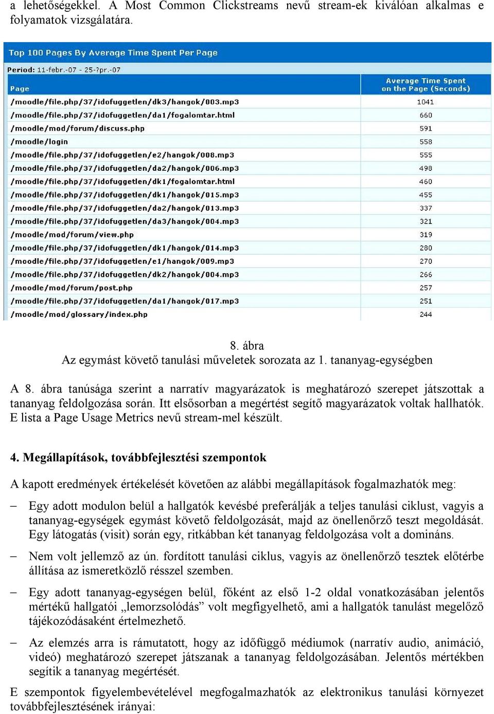 E lista a Page Usage Metrics nevű stream-mel készült. 4.