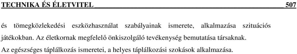 Az életkornak megfelelı önkiszolgáló tevékenység bemutatása