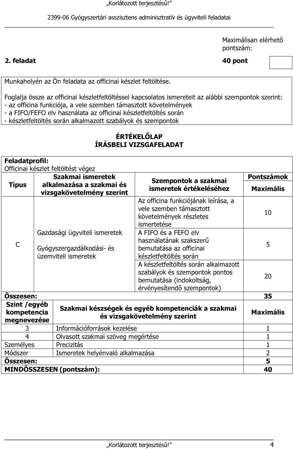 officinai készletfeltöltés során - készletfeltöltés során alkalmazott szabályok és szempontok Officinai készlet feltöltést végez Típus alkalmazása a szakmai és Gazdasági ügyviteli ismeretek