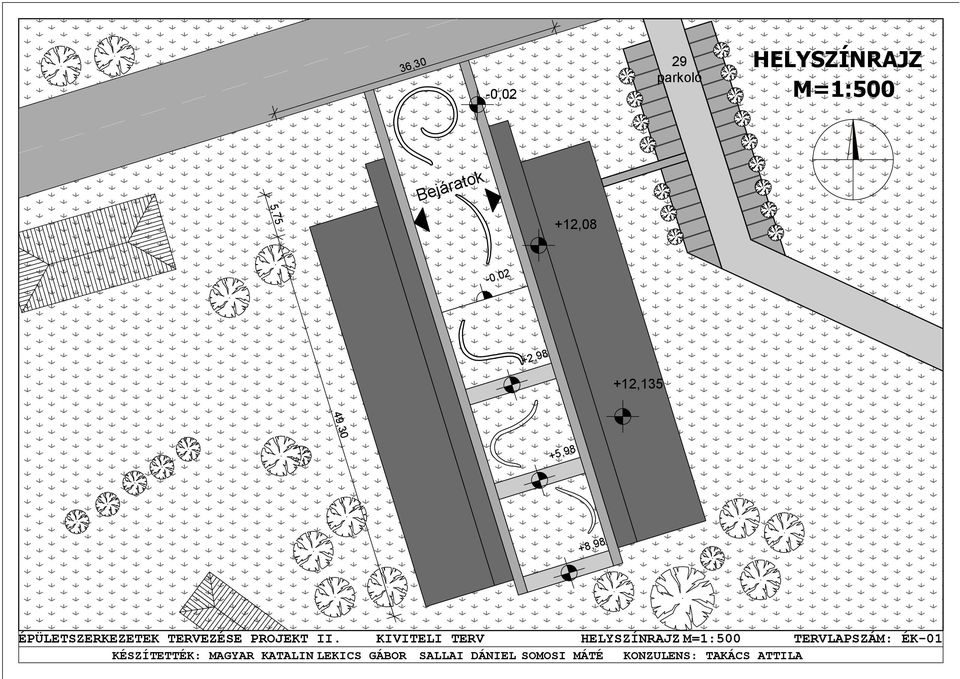 KIVITELI TERV HELYSZÍNRAJZ M=:00 TERVLAPSZÁM: ÉK-0