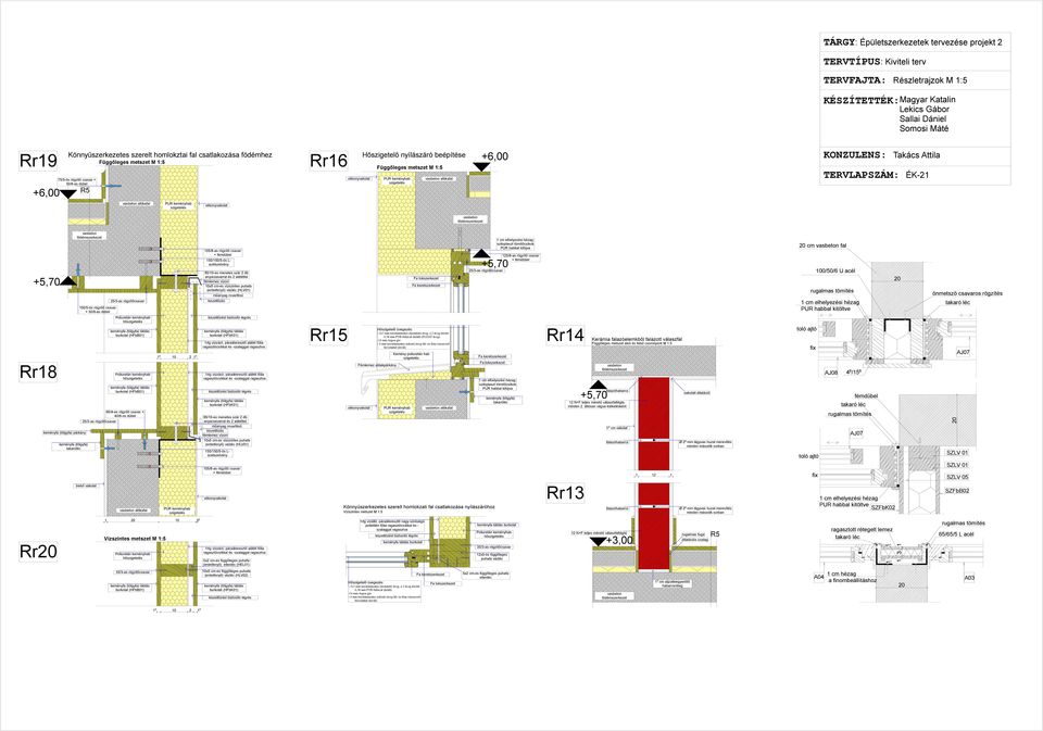 keményhab szigetelés vékonyvakolat vasbeton födémszerkezet +,0 Rr keményfa (tölgyfa) párkány keményfa (tölgyfa) takaróléc vasbeton födémszerkezet 0/-ös rögzítı csavar + 0/-as dübel /-as rögzítıcsavar