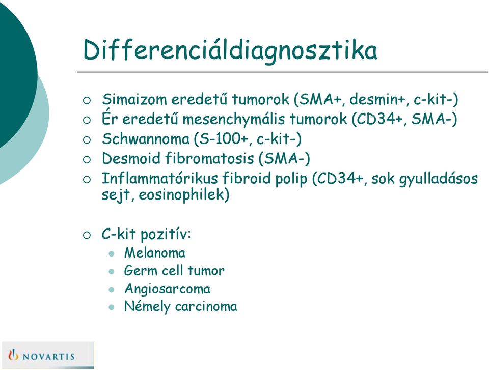 fibromatosis (SMA-) Inflammatórikus fibroid polip (CD34+, sok gyulladásos sejt,