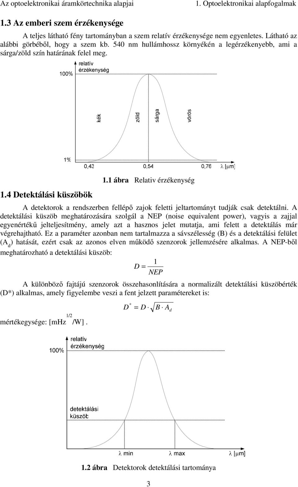4 Detektálási küszöbök A detektorok a rendszerben ellépő zajok eletti jeltartományt tudják csak detektálni.