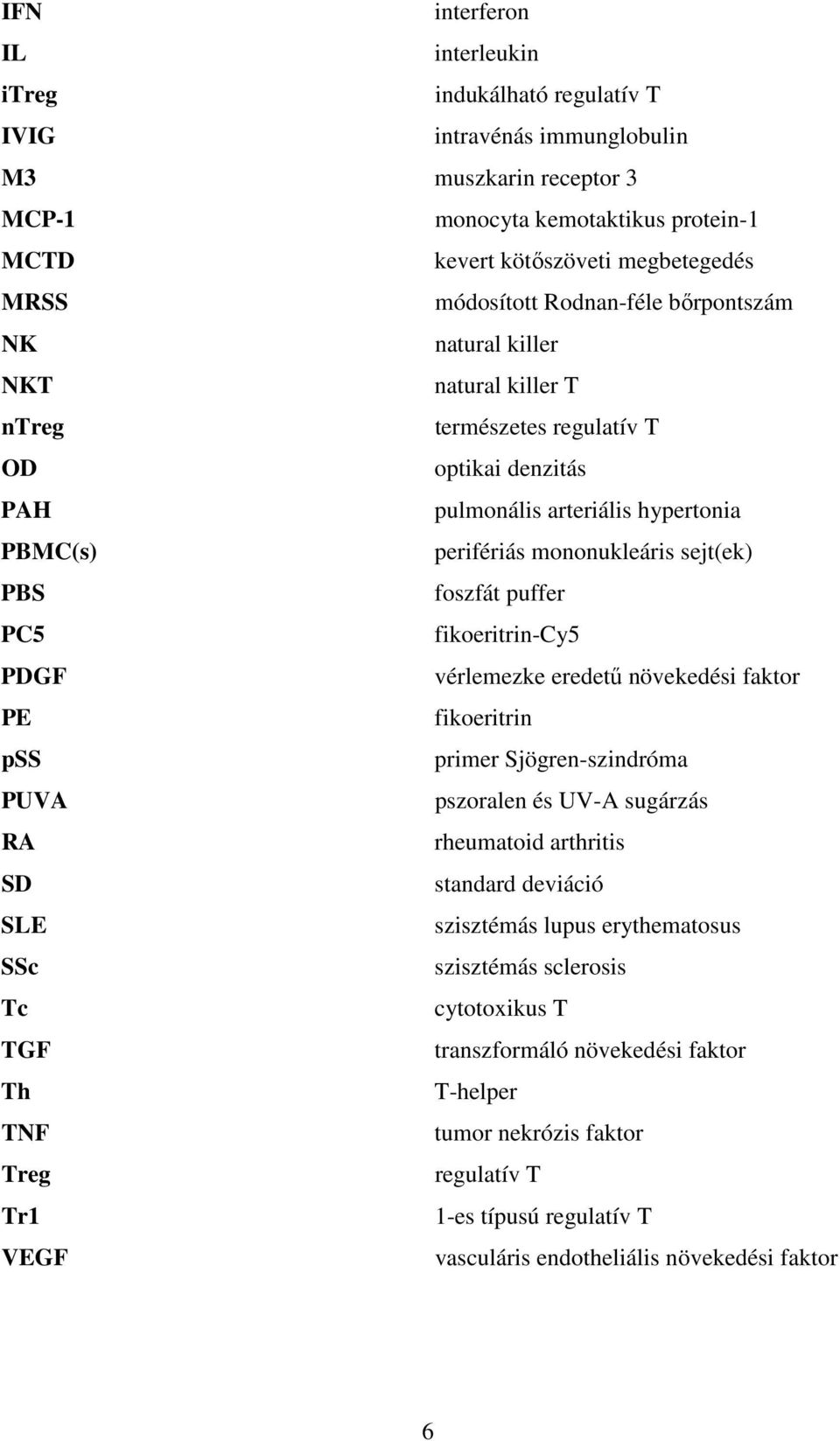 sejt(ek) PBS foszfát puffer PC5 fikoeritrin-cy5 PDGF vérlemezke eredetű növekedési faktor PE fikoeritrin pss primer Sjögren-szindróma PUVA pszoralen és UV-A sugárzás RA rheumatoid arthritis SD
