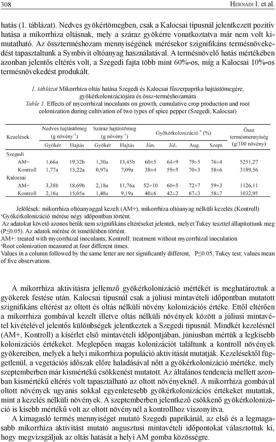 Az összterméshozam mennyiségének mérésekor szignifikáns termésnövekedést tapasztaltunk a Symbivit oltóanyag használatával.