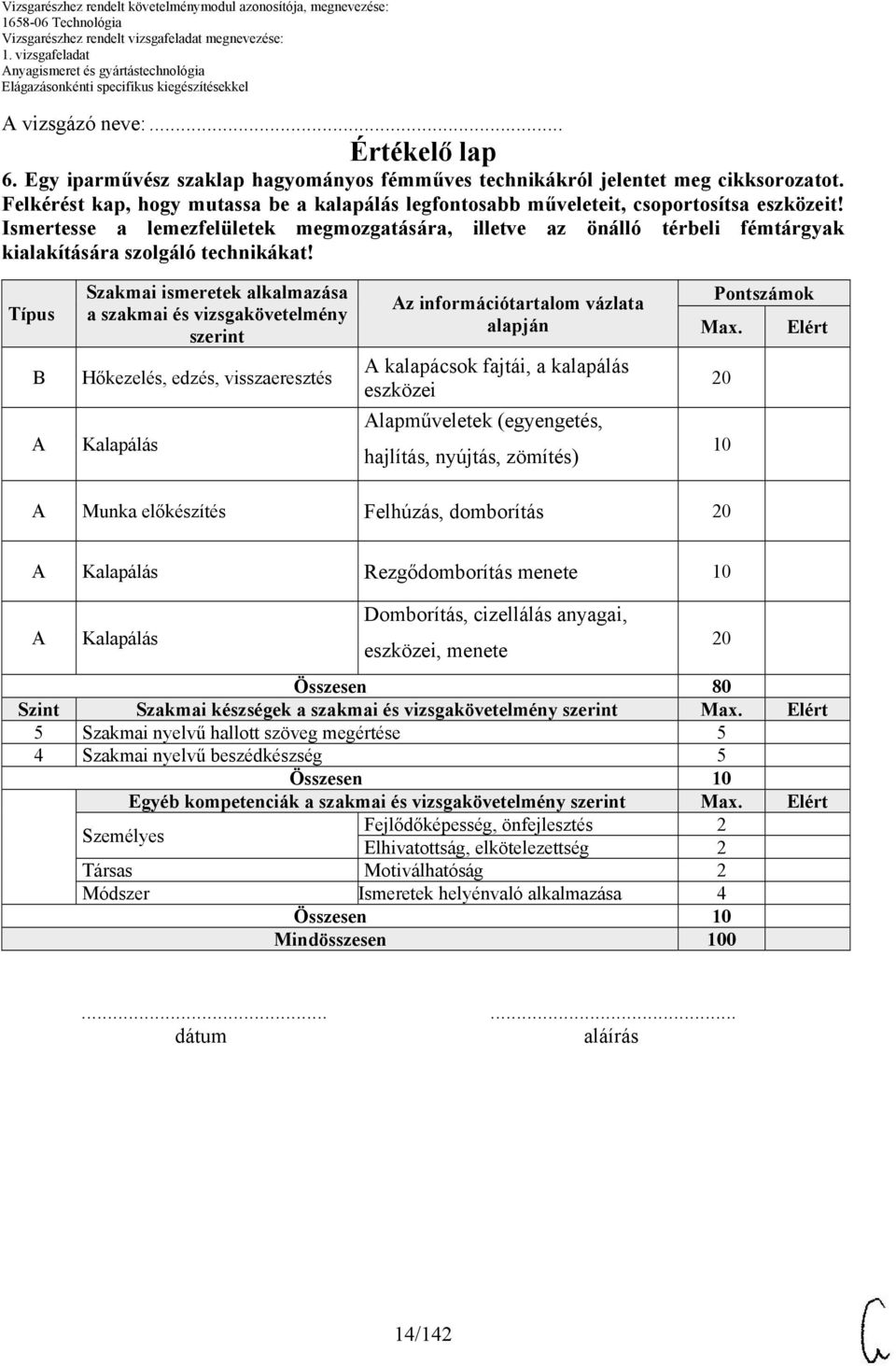 Ismertesse a lemezfelületek megmozgatására, illetve az önálló térbeli fémtárgyak kialakítására szolgáló technikákat!