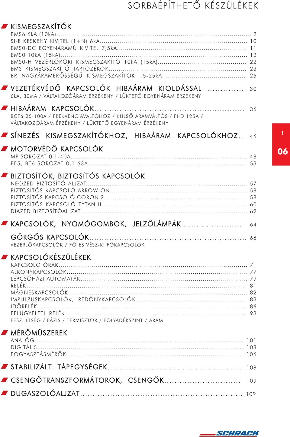 .. 30 6kA, 30mA / VÁLTAKOZÓÁRAM ÉRZÉKENY / LÜKTETÕ EGYENÁRAM ÉRZÉKENY HIBAÁRAM KAPCSOLÓK.