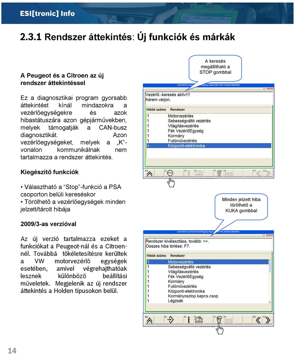 Azon vezérlőegységeket, melyek a K - vonalon kommunikálnak nem tartalmazza a rendszer áttekintés.