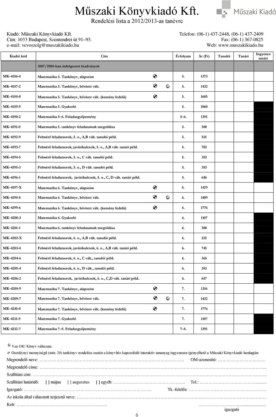 , A,B vált. tanulói péld. 5. 515 MK 4193-7 Felmérő feladatsorok, javítókulcsok, 5. o., A,B vált. péld. 5. 702 MK 4194-5 Felmérő feladatsorok, 5. o., C vált. tanulói péld. 5. 383 MK 4195-3 Felmérő feladatsorok, 5.