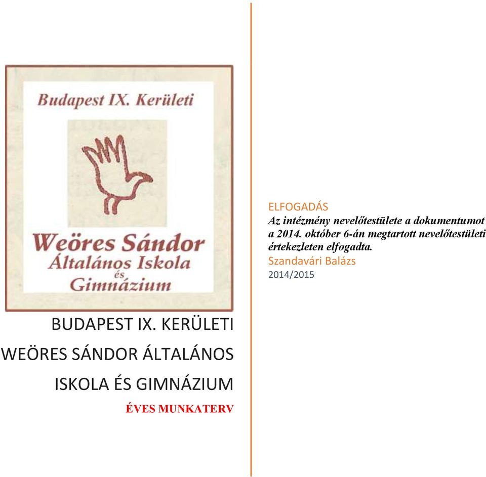 elfogadta. Szandavári Balázs 2014/2015 BUDAPEST IX.