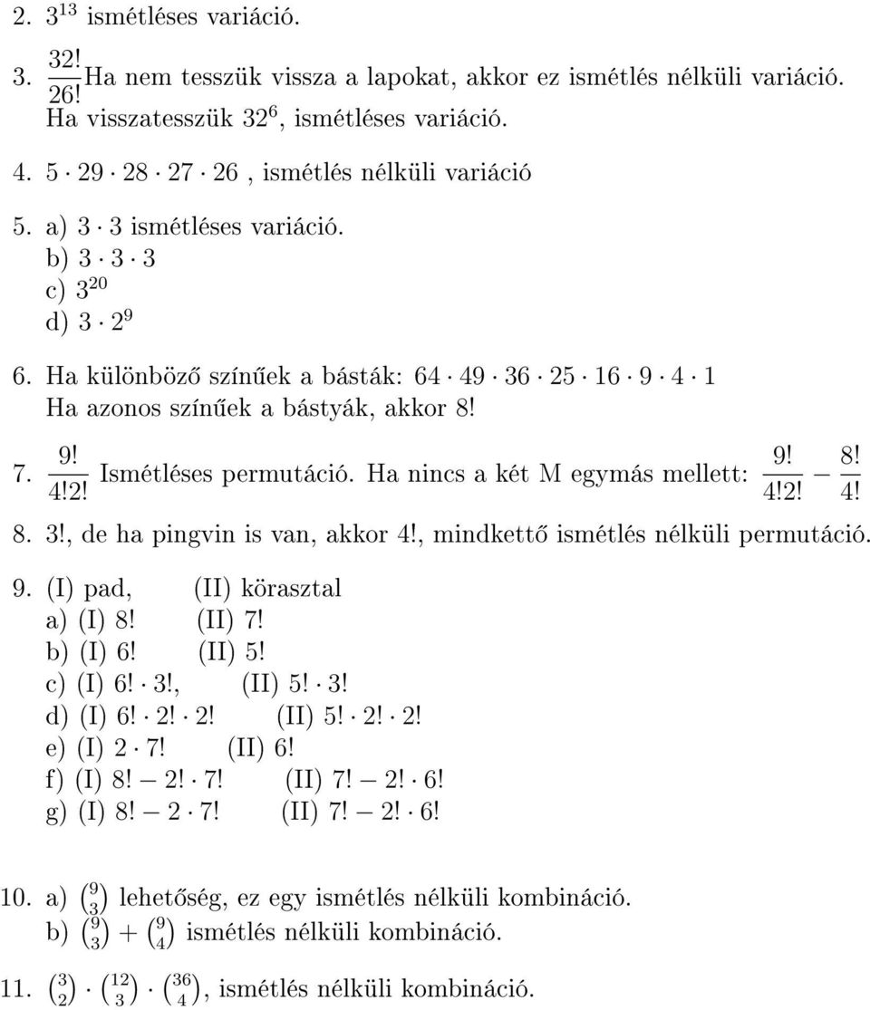 1. Kombinatorikai bevezetés példákkal, (színes golyók): - PDF Ingyenes  letöltés