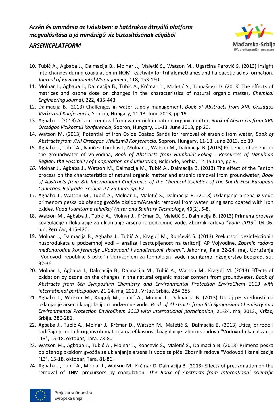 , Dalmacija B., Tubić A., Krčmar D., Maletić S., Tomašević D.