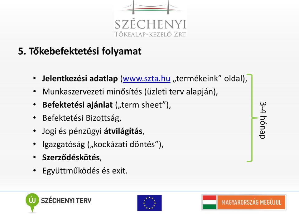 Befektetési ajánlat ( term sheet ), Befektetési Bizottság, Jogi és pénzügyi