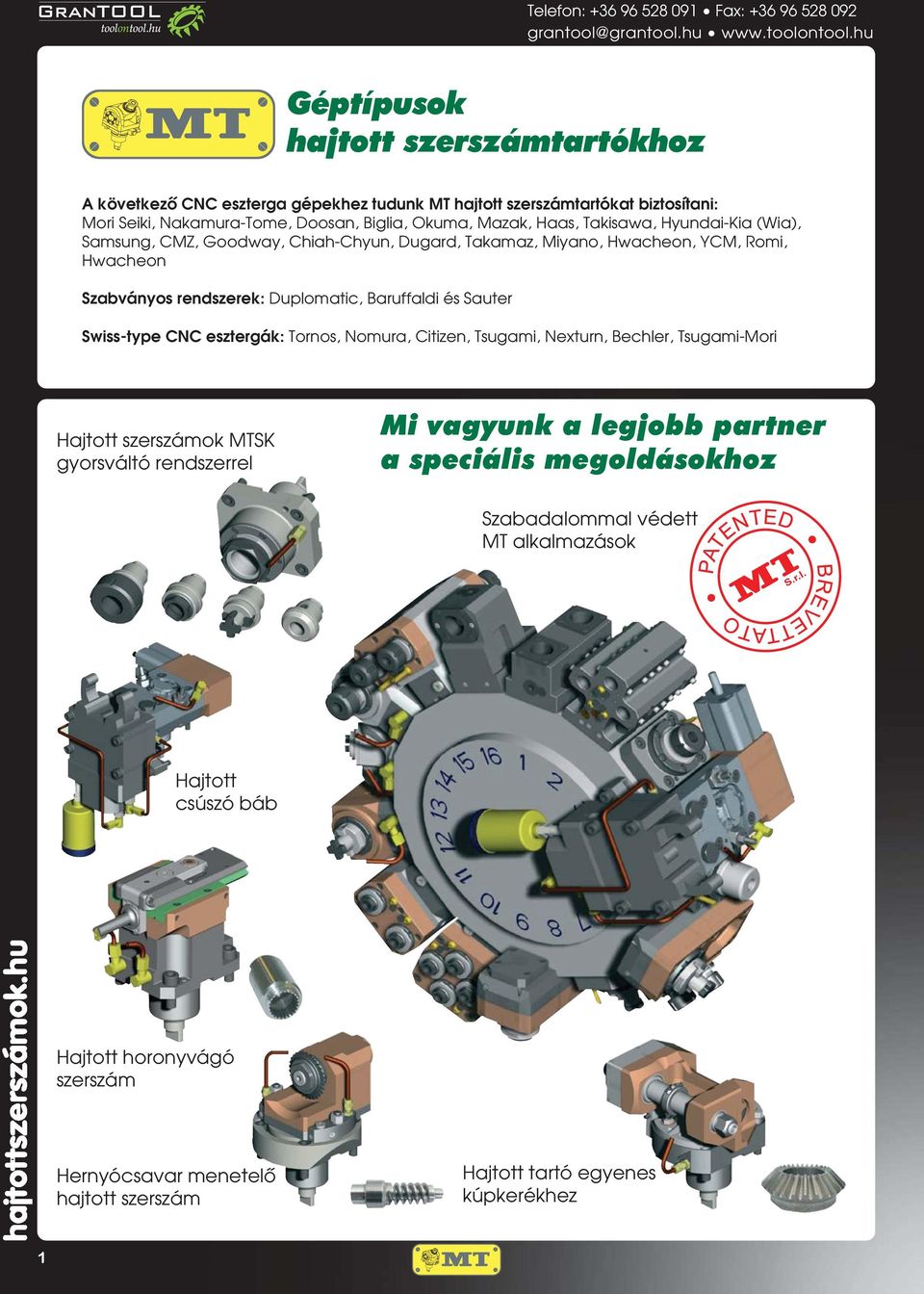 Sauter Swiss-type CNC esztergák: Tornos, Nomura, Citizen, Tsugami, Nexturn, Bechler, Tsugami-Mori Hajtott szerszámok MTSK gyorsváltó rendszerrel Mi vagyunk a legjobb partner a