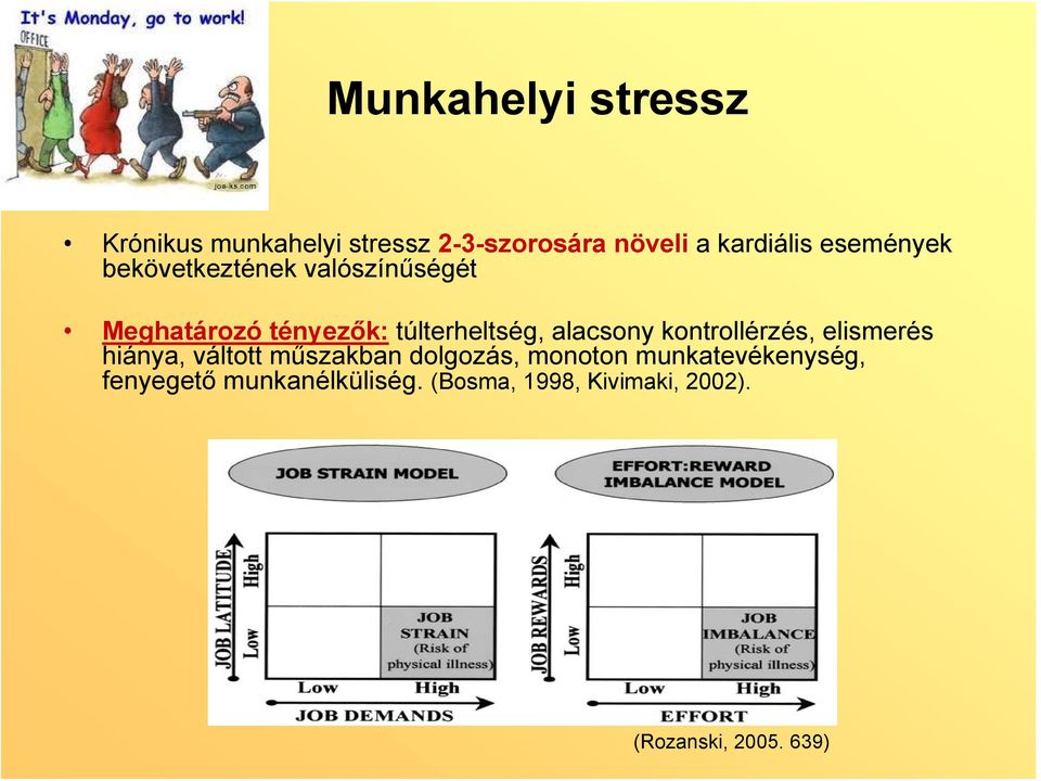 alacsony kontrollérzés, elismerés hiánya, váltott műszakban dolgozás, monoton