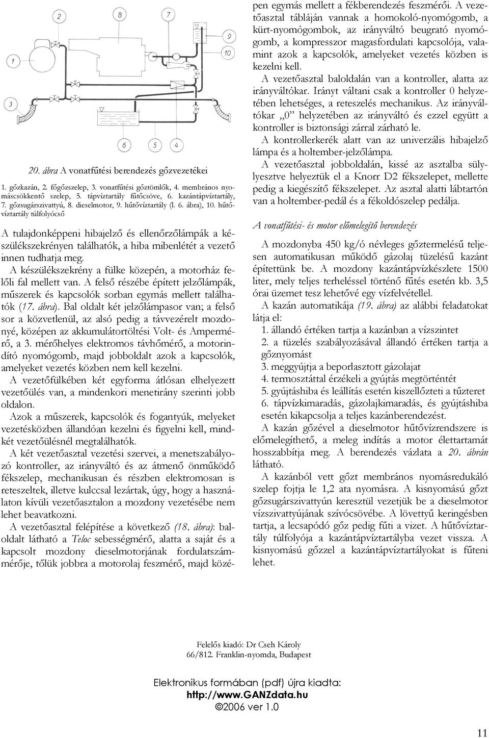 hűtővíztartály túlfolyócső A tulajdonképpeni hibajelző és ellenőrzőlámpák a készülékszekrényen találhatók, a hiba mibenlétét a vezető innen tudhatja meg.