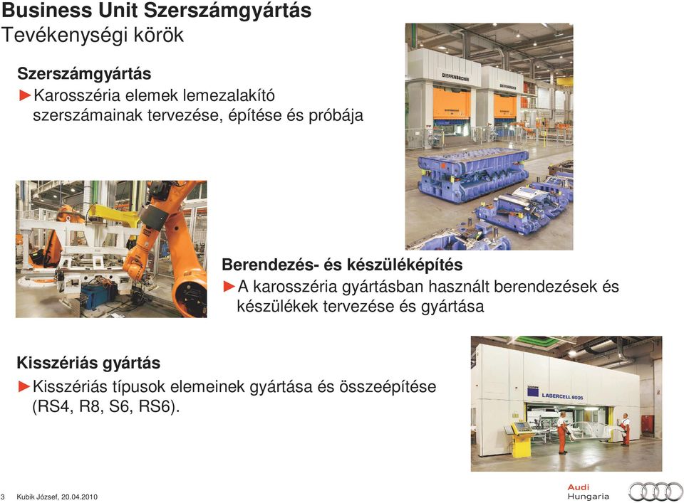 használt berendezések és készülékek tervezése és gyártása Kisszériás gyártás
