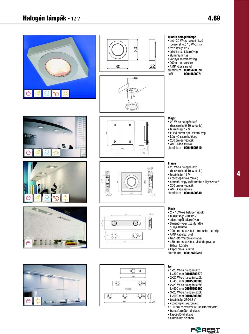 zsákfuratba süllyeszthetô alumínium 0001560030 Mask 2 x 10W-os halogén izzók feszültség: 230/12 V átmenô- vagy zsákfuratba süllyeszthetô a transzformátorig transzformátorral ellátva 150 cm-es