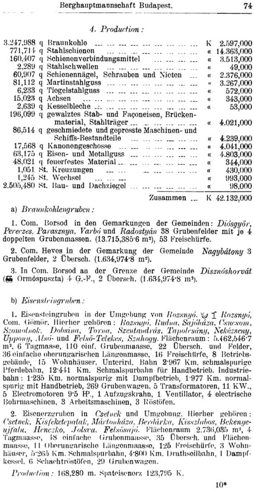 .. «53,000 196,099 q gewalztes Stab- und Fagoneisen, Brückenmaterial, Stahlträger...... «4.021,000 86,514 q geschmiedete und gepresste Maschinen-und Schiffs-Bestandteile «4.