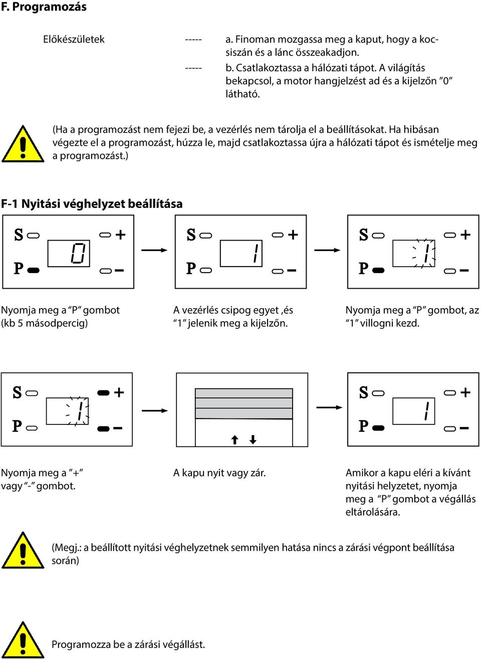 Ha hibásan végezte el a programozást, húzza le, majd csatlakoztassa újra a hálózati tápot és ismételje meg a programozást.