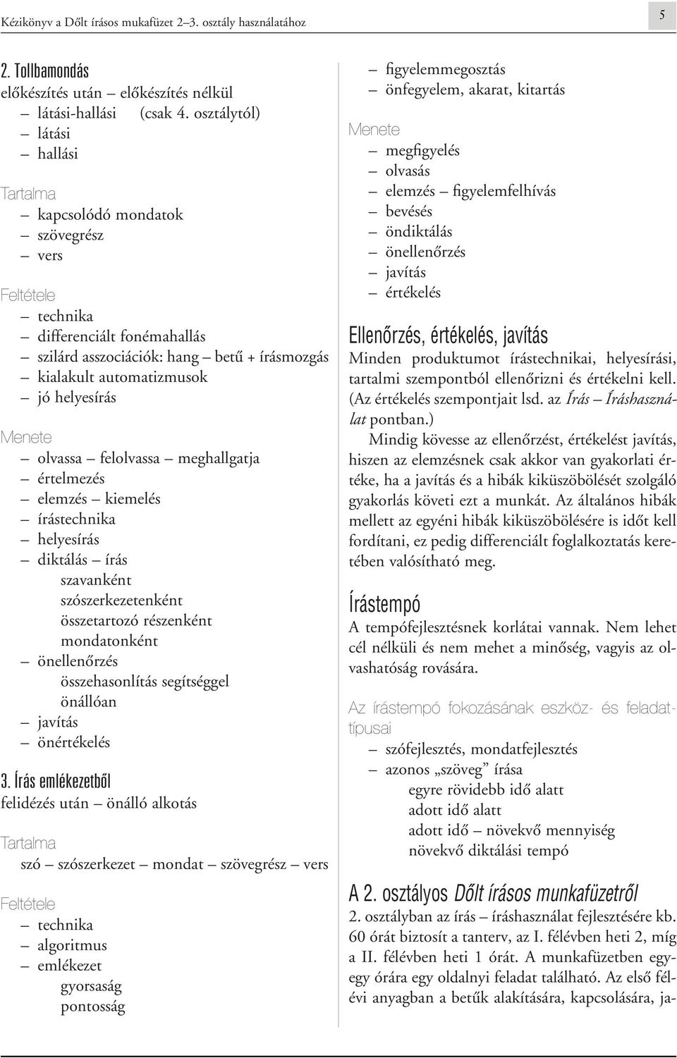 helyesírás Menete olvassa felolvassa meghallgatja értelmezés elemzés kiemelés írástechnika helyesírás diktálás írás szavanként szószerkezetenként összetartozó részenként mondatonként önellenôrzés