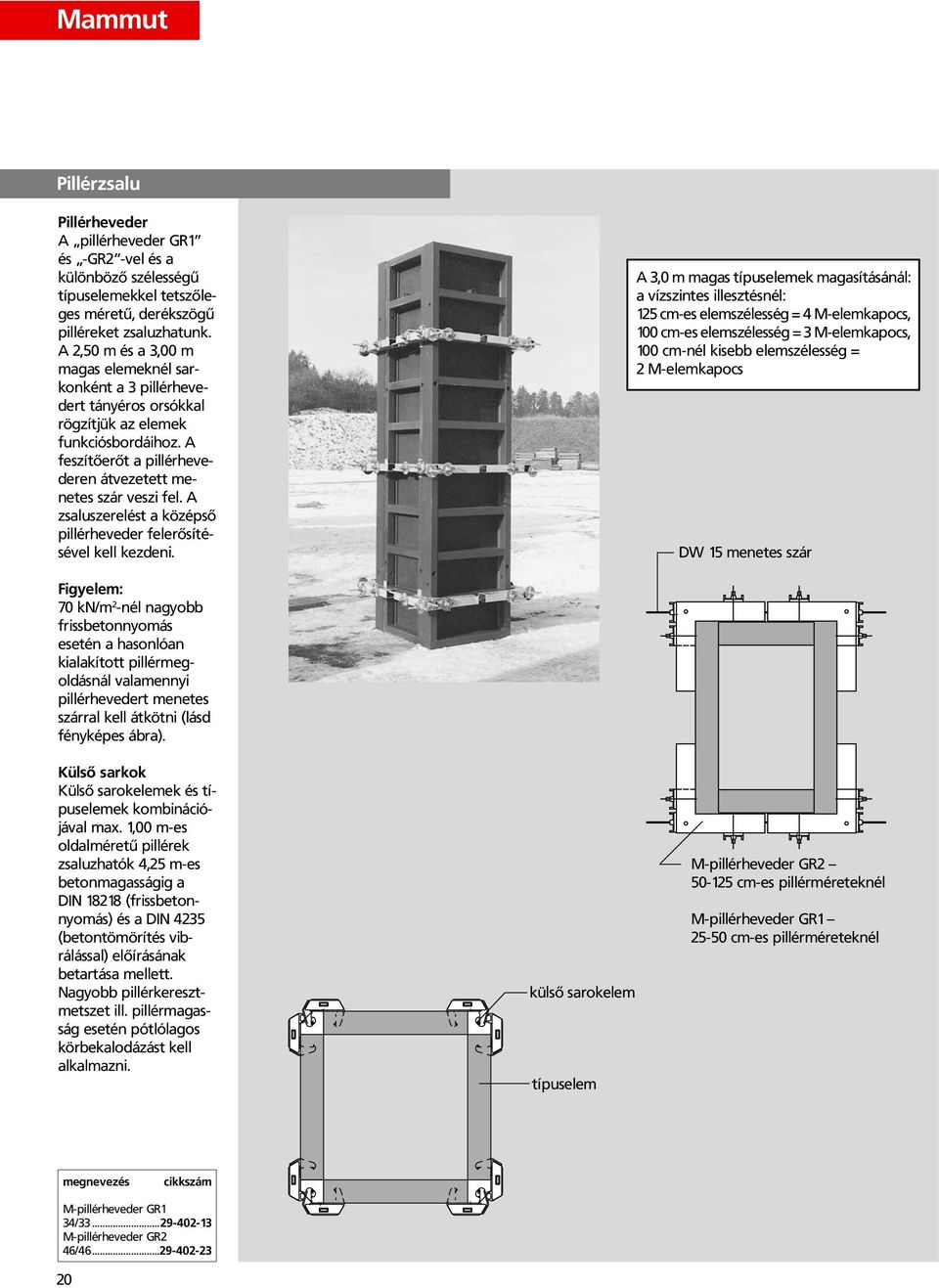 A zsaluszerelést a középső pillérheveder felerősítésével kell kezdeni.