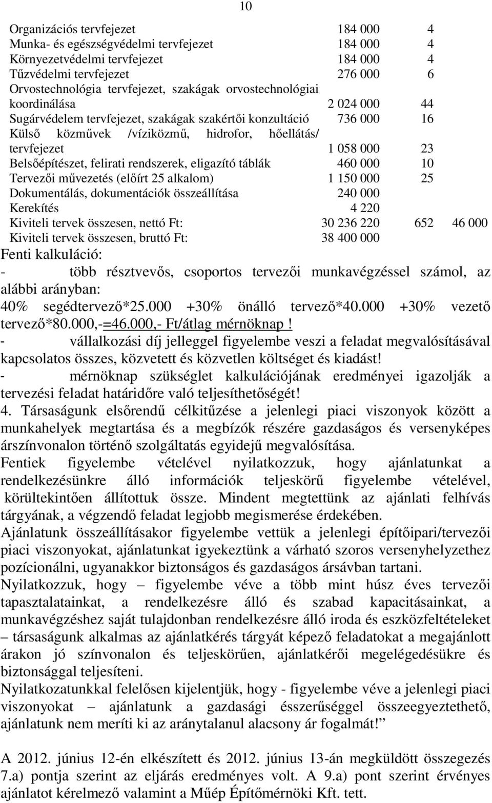 Belsıépítészet, felirati rendszerek, eligazító táblák 460 000 10 Tervezıi mővezetés (elıírt 25 alkalom) 1 150 000 25 Dokumentálás, dokumentációk összeállítása 240 000 Kerekítés 4 220 Kiviteli tervek
