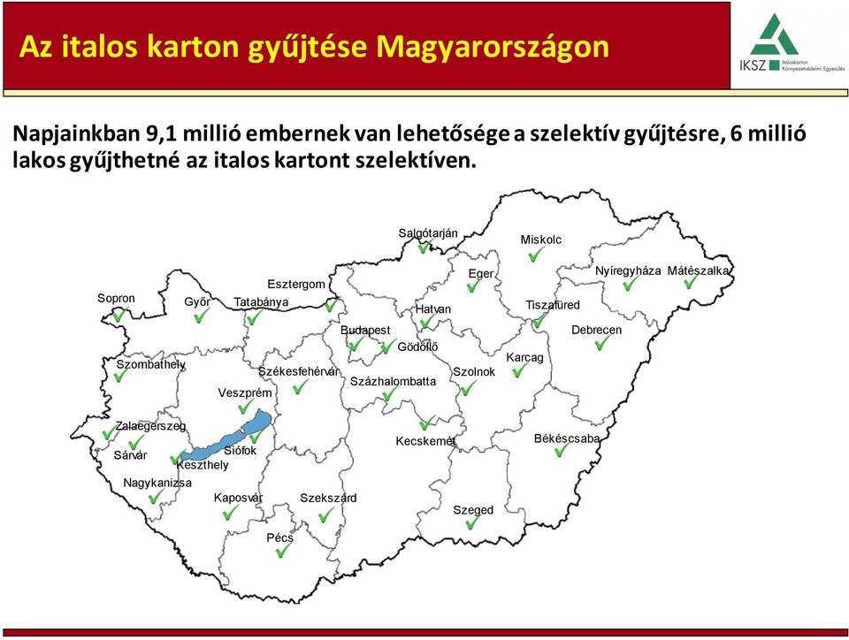 Salgótarján Miskolc Sopron Győr Esztergom Tatabánya Hatvan Eger Tiszafüred Nyíregyháza Mátészalka Szombathely