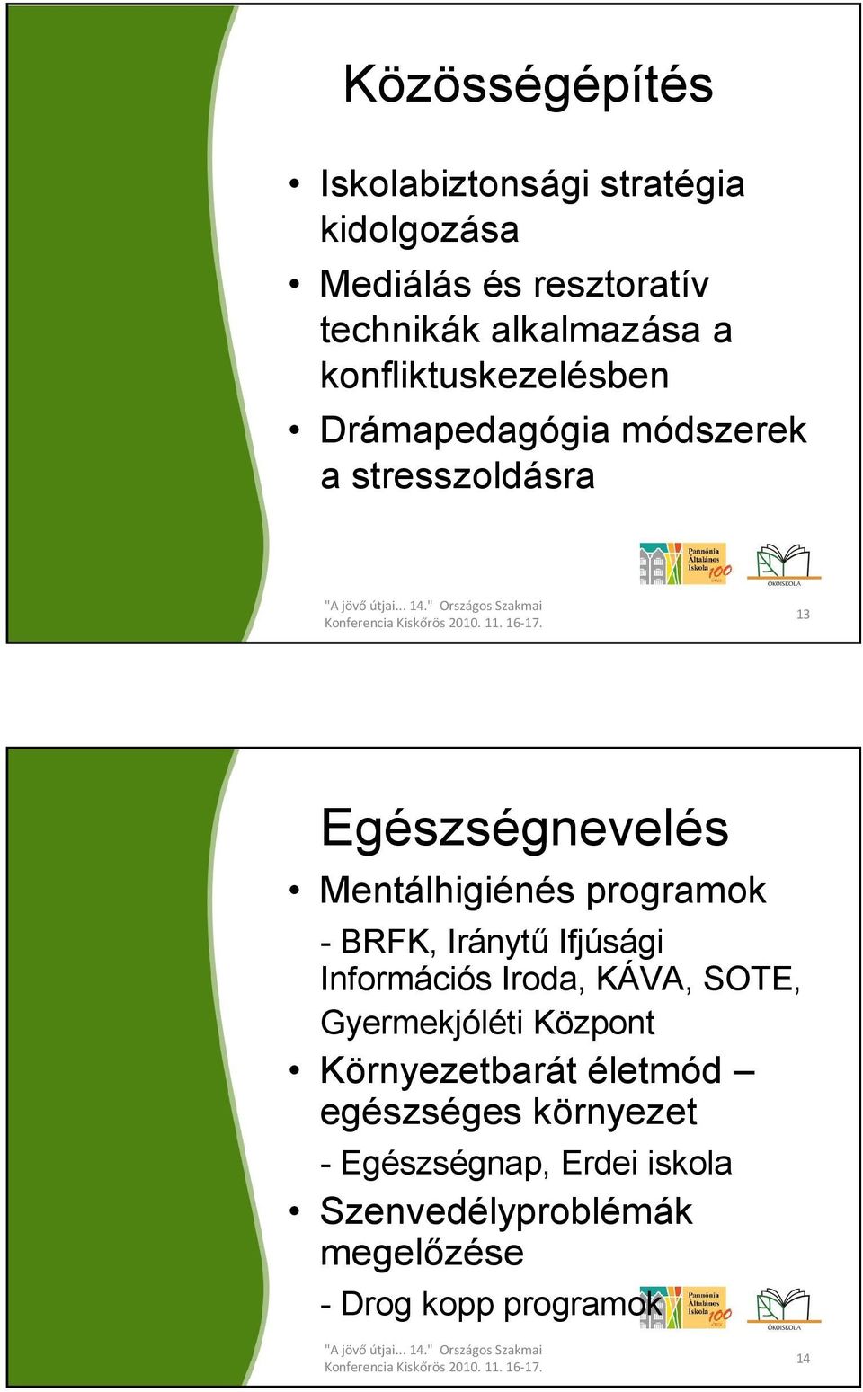 programok - BRFK, Iránytő Ifjúsági Információs Iroda, KÁVA, SOTE, Gyermekjóléti Központ Környezetbarát