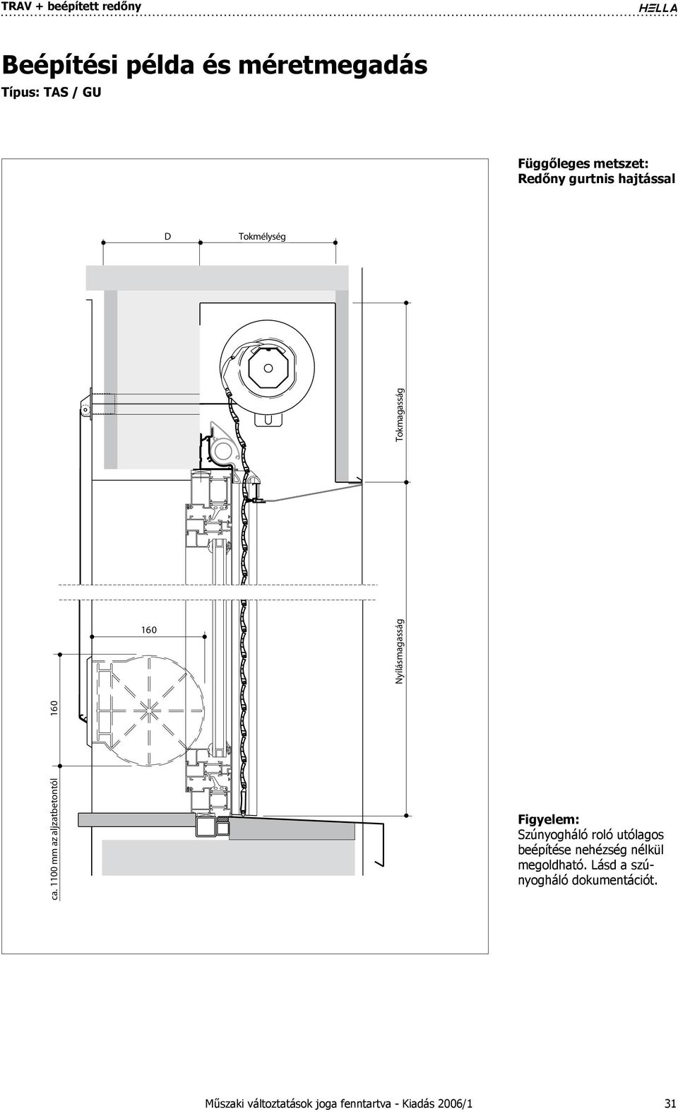 1100 mm az aljzatbetontól Figyelem: Szúnyogháló roló utólagos beépítése nehézség