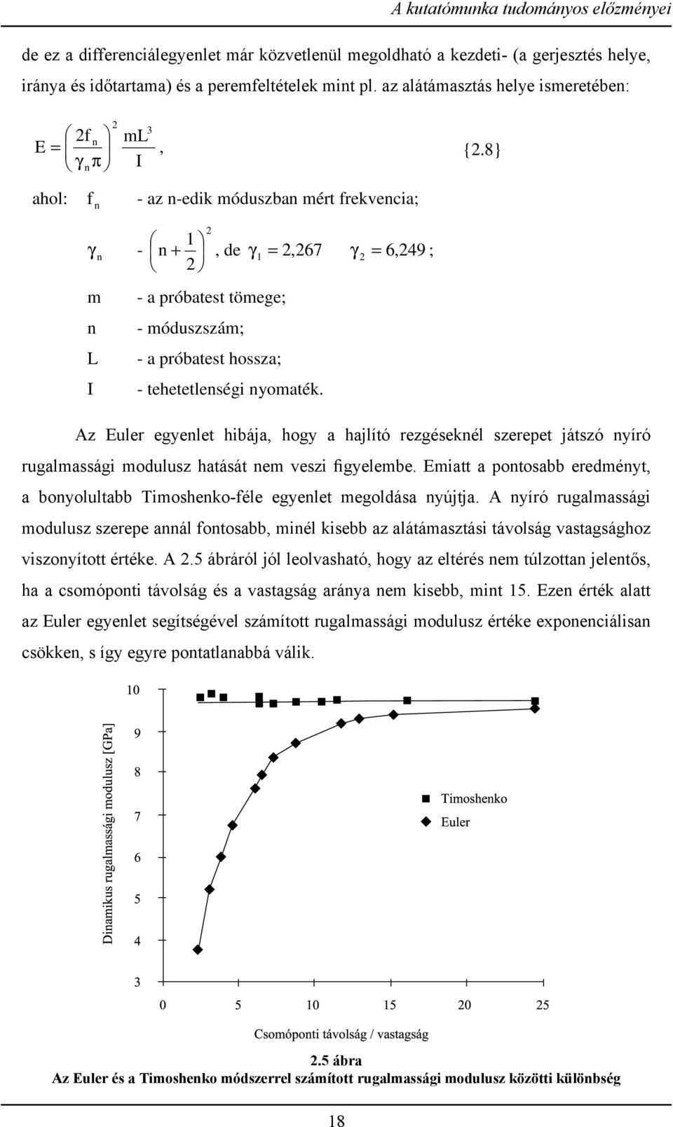 8} γ n - m n L I Az Euler egyenlet hibája, hogy a hajlító rezgéseknél szerepet játszó nyíró rugalmassági modulusz hatását nem veszi figyelembe.