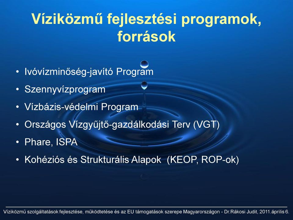 Vízbázis-védelmi Program Országos